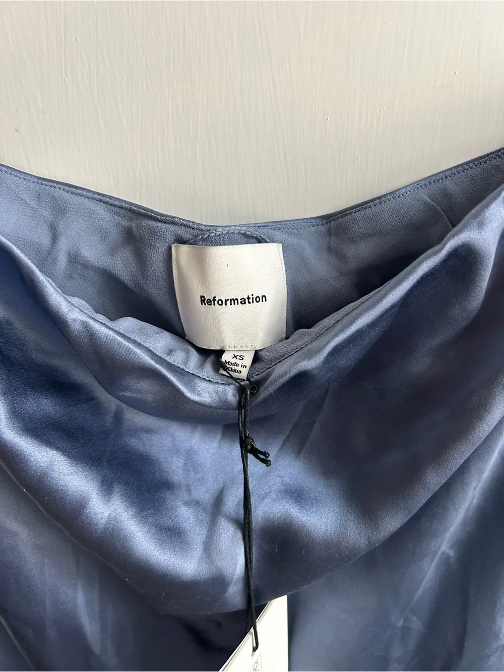 NWT REFORMATION OREN SILK DRESS, CORNFLOWER XS - Picture 6 of 10